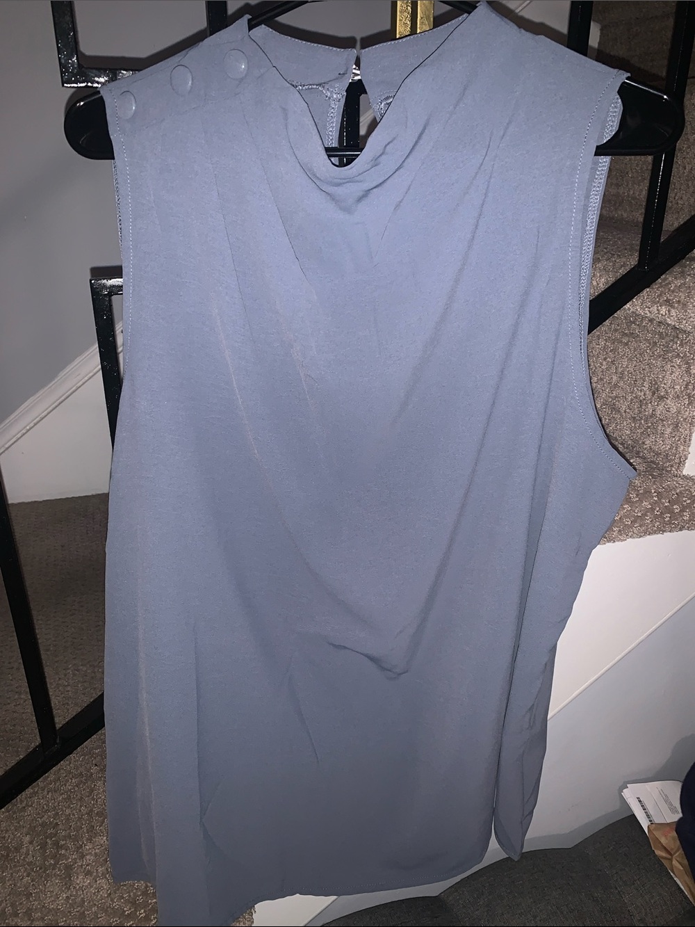 NEW- SHEIN CURVE Elegant Sleeveless Gray Top with Button Accents